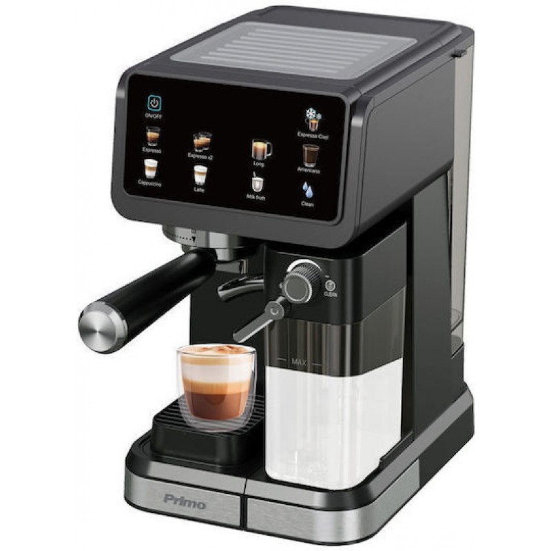 Primo  PREM-40570 Μηχανή Espresso+Milk frother Hot & Cold 3σε1 20Bar Touch screen Μαύρη-Inox (400570)